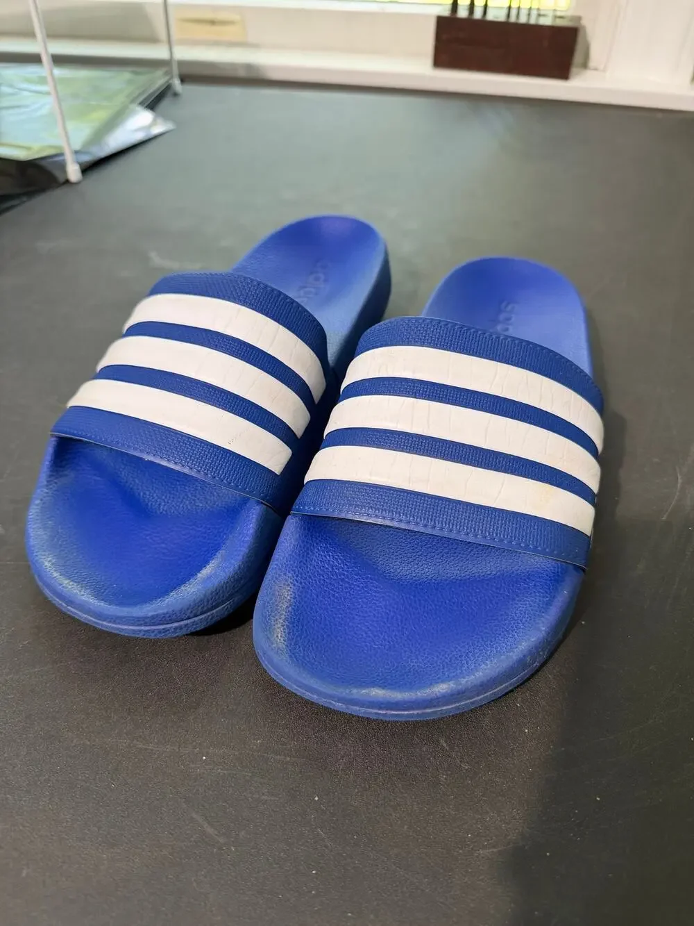 Adidas Adilette Cloudfoam Slides Royal Blue White Men 9 GZ0028 Made in Italy